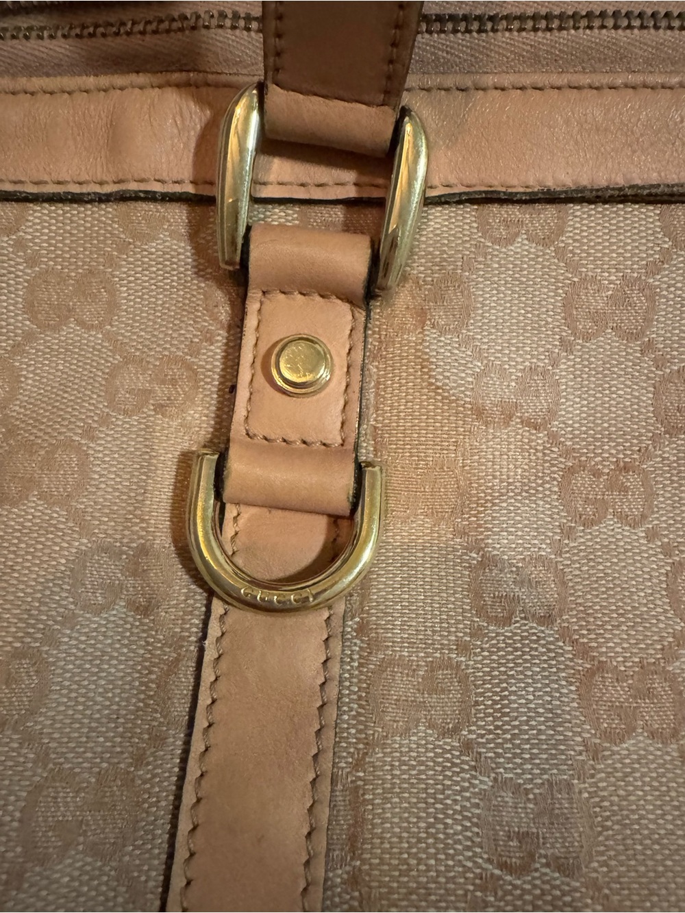 Gucci Crystal Abbey Monogram Canvas Tote with Leather Trim - Picture 6 of 16